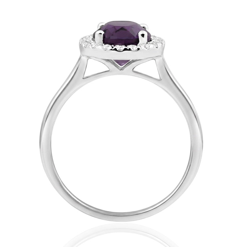 R-43581-AM-W  Diamond & Amethyst Cluster Ring