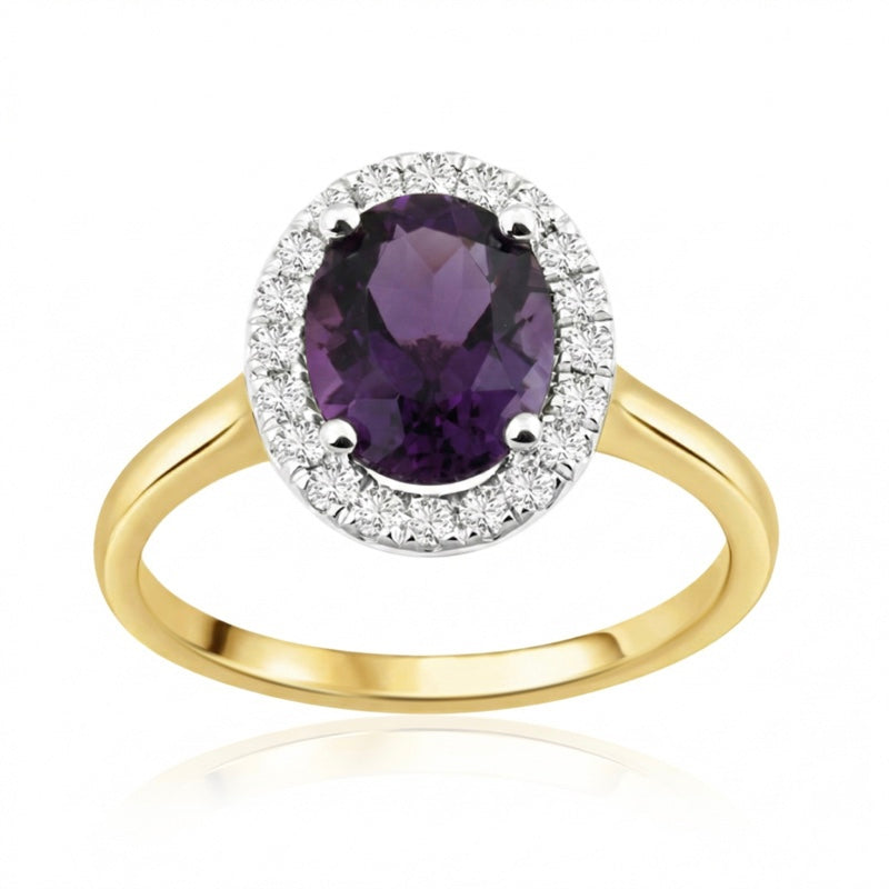 R-43581-AM-Y  Diamond & Amethyst Cluster Ring
