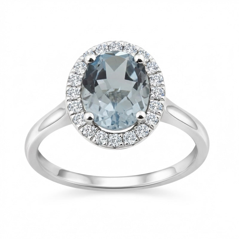 R-43581-BT-W  Diamond & Blue Topaz Cluster Ring