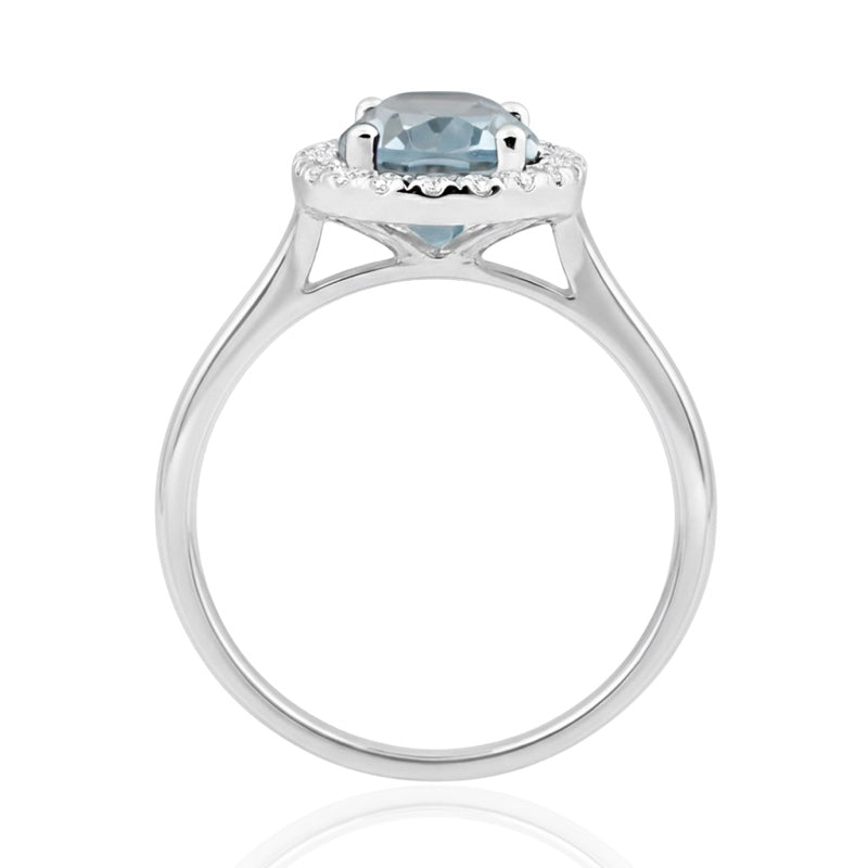 R-43581-BT-W  Diamond & Blue Topaz Cluster Ring
