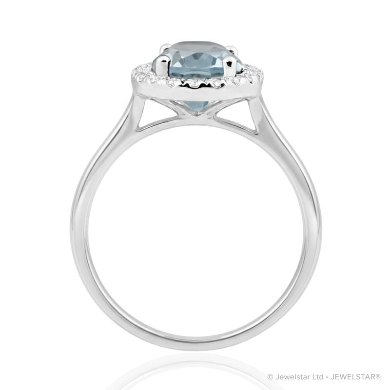 R-43581-BT-W  Diamond & Blue Topaz Cluster Ring