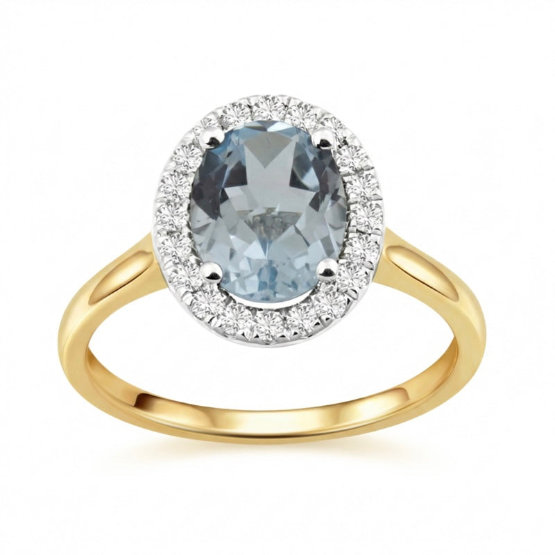 R-43581-BT-Y  Diamond & Blue Topaz Cluster Ring
