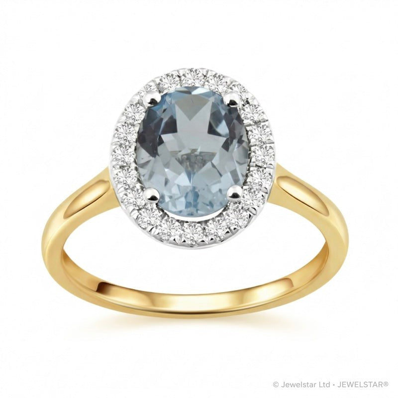 R-43581-BT-Y  Diamond & Blue Topaz Cluster Ring