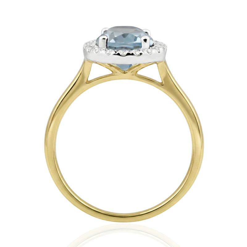 R-43581-BT-Y  Diamond & Blue Topaz Cluster Ring