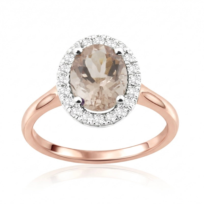 R-43581-MG-R  Diamond & Morganite Cluster Ring