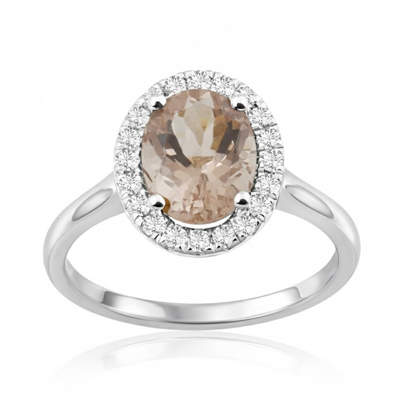 R-43581-MG-W  Diamond & Morganite Cluster Ring