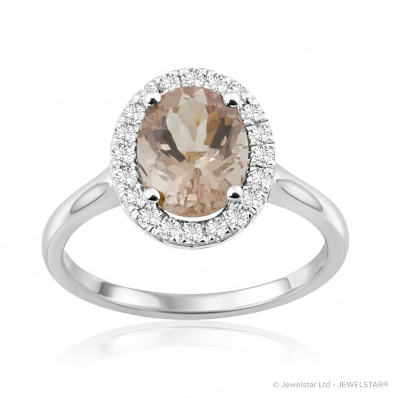 R-43581-MG-W  Diamond & Morganite Cluster Ring