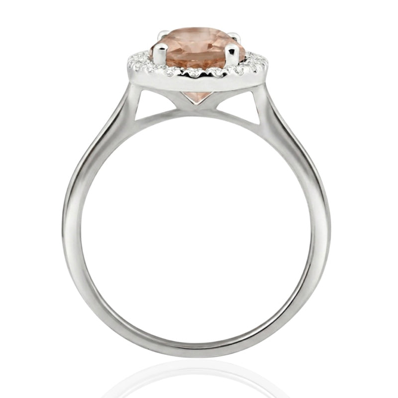 R-43581-MG-W  Diamond & Morganite Cluster Ring