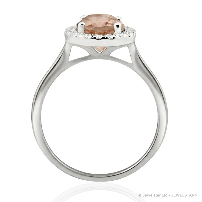 R-43581-MG-W  Diamond & Morganite Cluster Ring