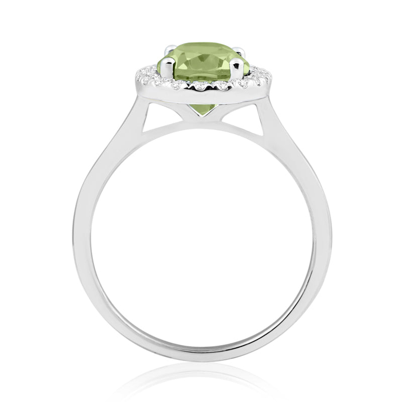 R-43581-PD-W  Diamond & Peridot Cluster Ring