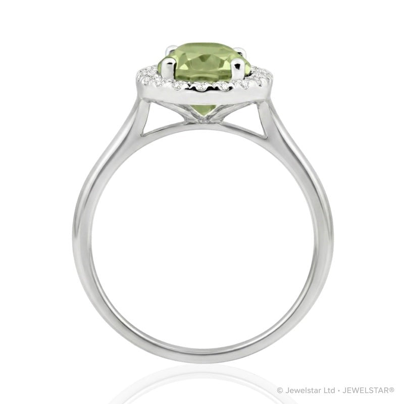 R-43581-PD-W  Diamond & Peridot Cluster Ring