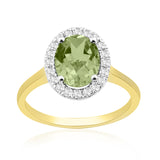 R-43581-PD-Y  Diamond & Peridot Cluster Ring