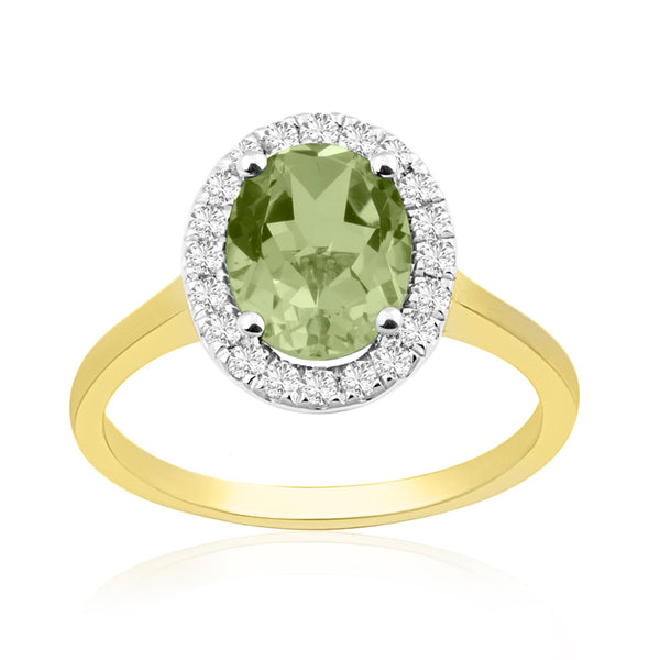 R-43581-PD-Y  Diamond & Peridot Cluster Ring