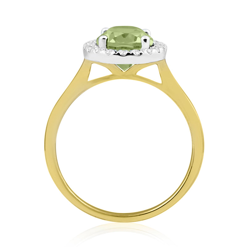 R-43581-PD-Y  Diamond & Peridot Cluster Ring