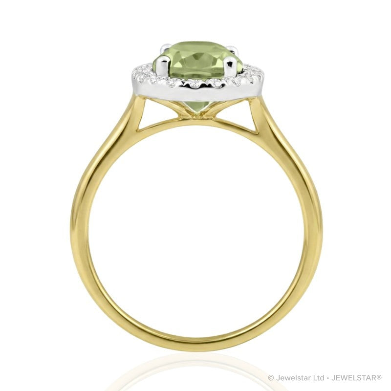 R-43581-PD-Y  Diamond & Peridot Cluster Ring