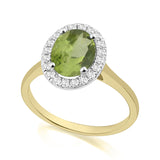 R-43581-PD-Y  Diamond & Peridot Cluster Ring