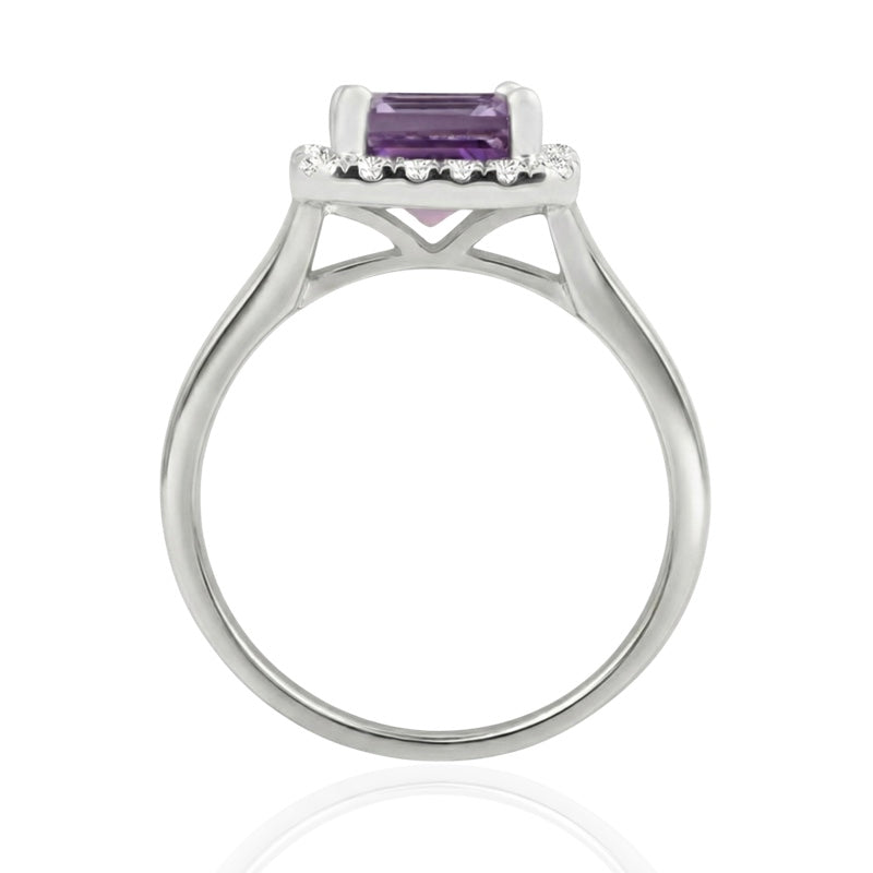 R-43582-AM-W  Diamond & Amethyst Cluster Ring
