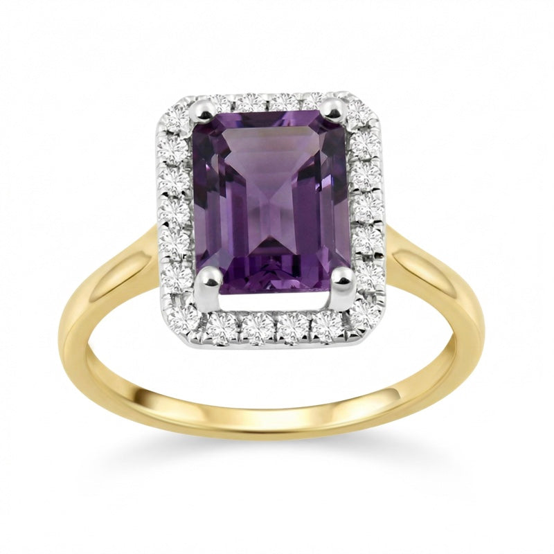 R-43582-AM-Y  Diamond & Amethyst Cluster Ring