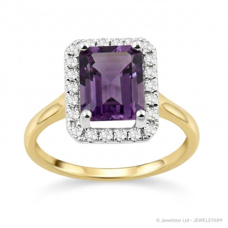 R-43582-AM-Y  Diamond & Amethyst Cluster Ring