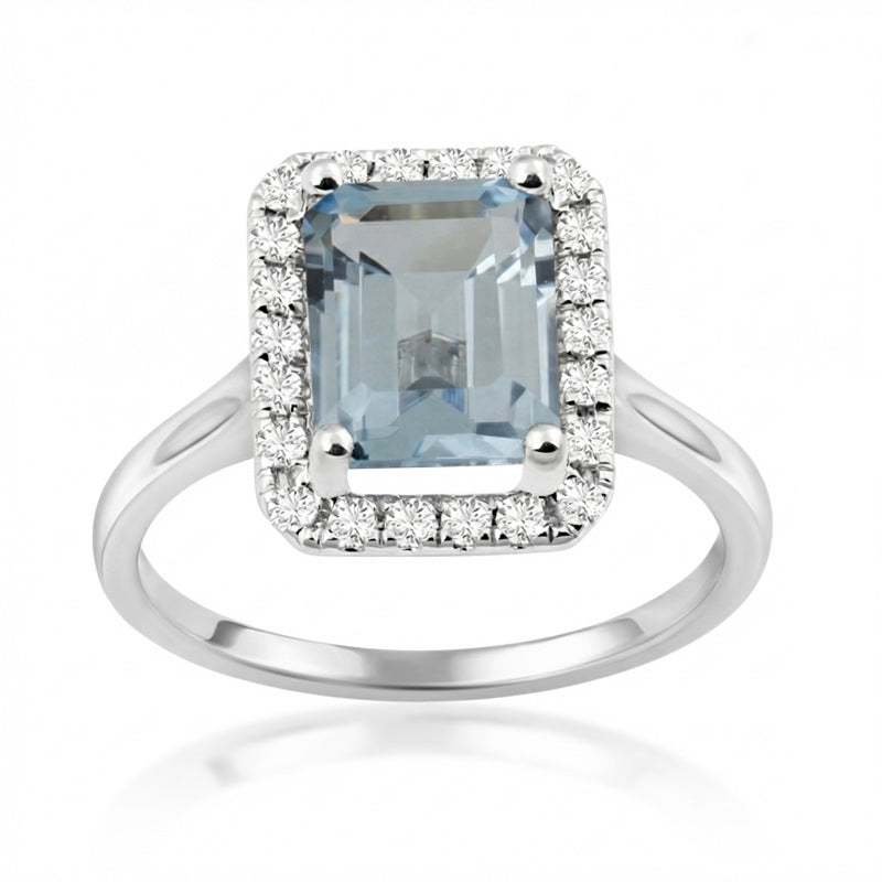 R-43582-BT-W  Diamond & Blue Topaz Cluster Ring