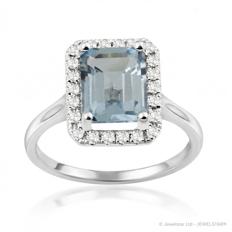 R-43582-BT-W  Diamond & Blue Topaz Cluster Ring