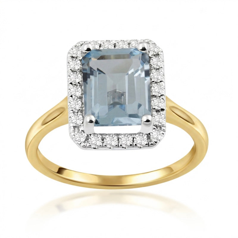 R-43582-BT-Y  Diamond & Blue Topaz Cluster Ring