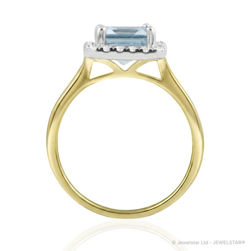 R-43582-BT-Y  Diamond & Blue Topaz Cluster Ring
