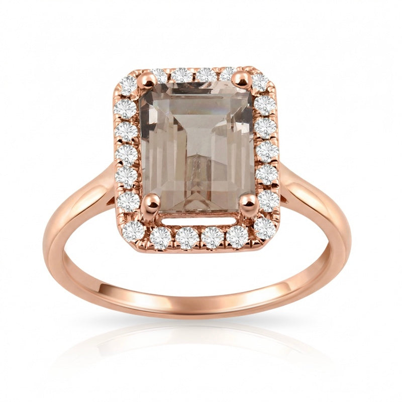 R-43582-MG-R  Diamond & Morganite Cluster Ring