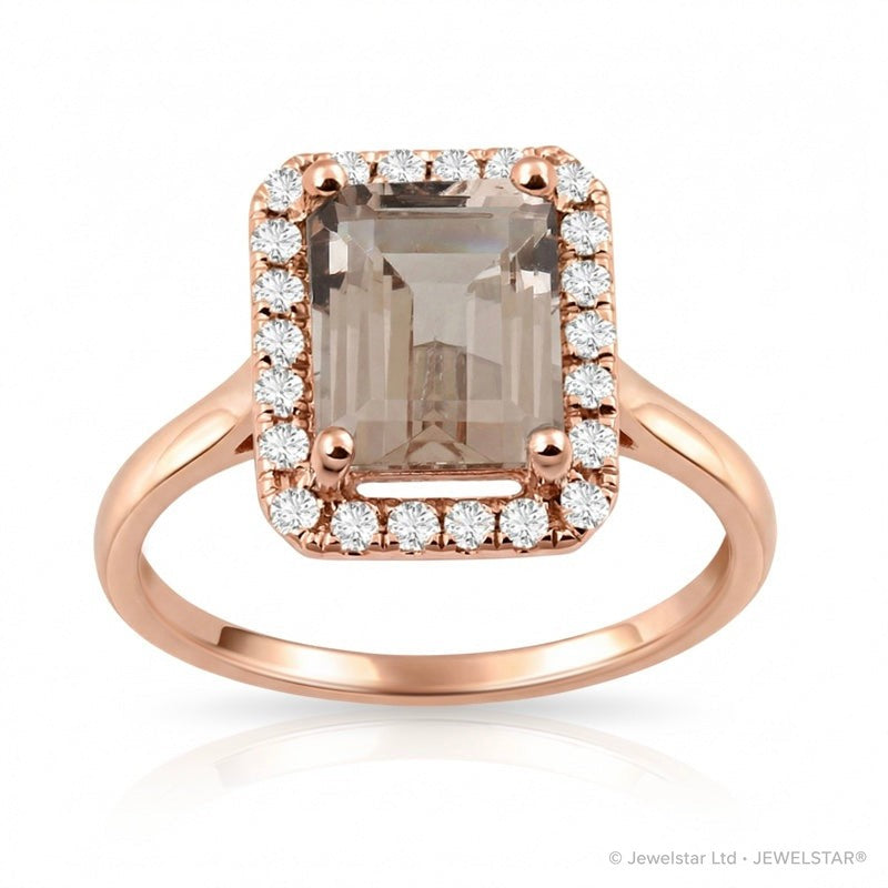 R-43582-MG-R  Diamond & Morganite Cluster Ring