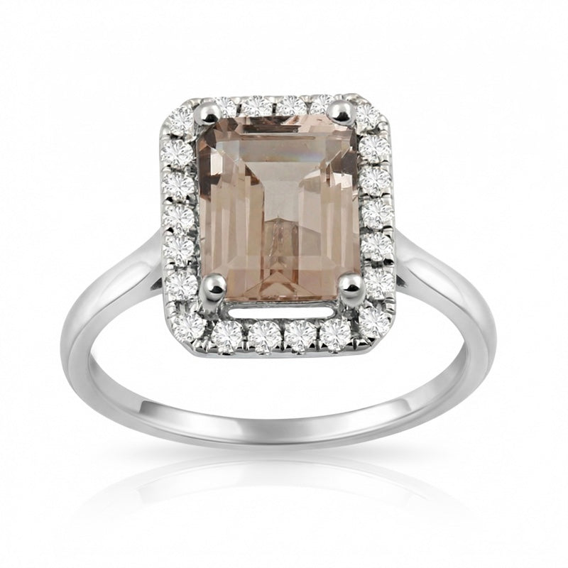 R-43582-MG-W  Diamond & Morganite Cluster Ring