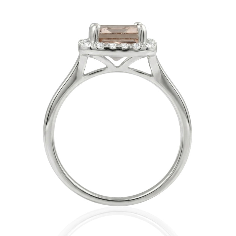 R-43582-MG-W  Diamond & Morganite Cluster Ring