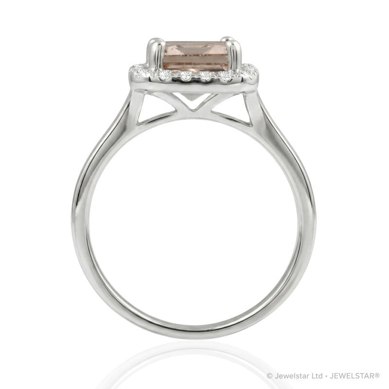 R-43582-MG-W  Diamond & Morganite Cluster Ring
