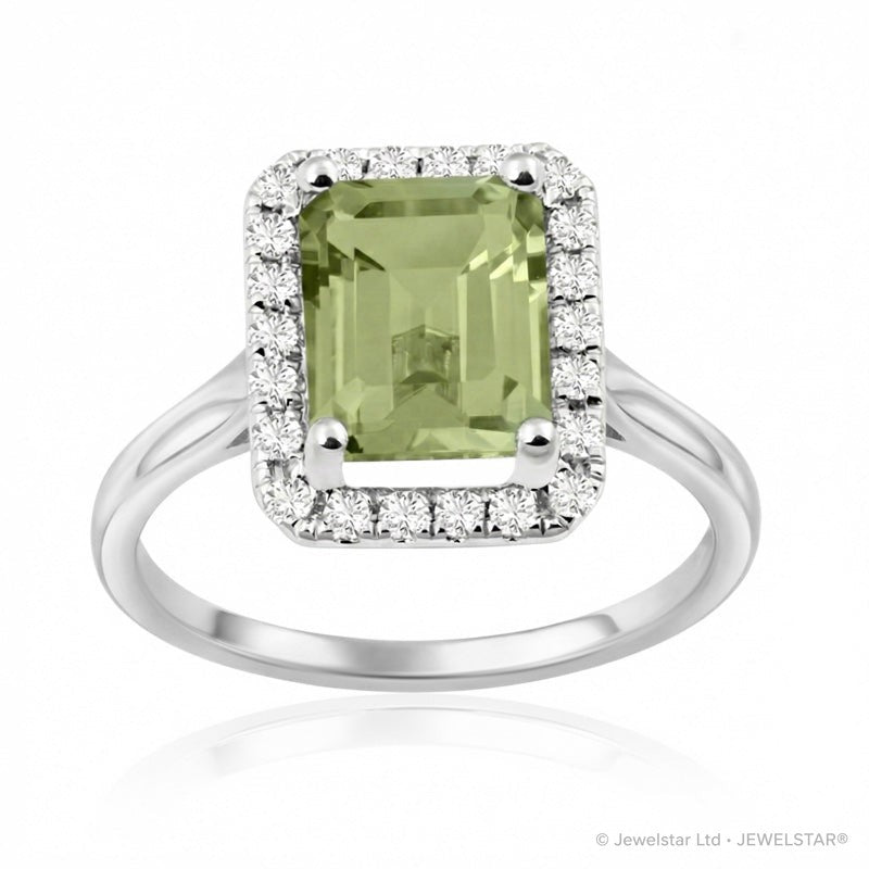 R-43582-PD-W  Diamond & Peridot Cluster Ring