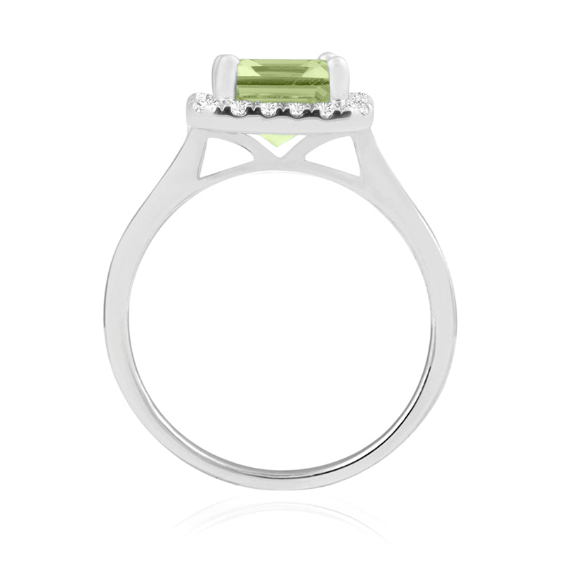 R-43582-PD-W  Diamond & Peridot Cluster Ring
