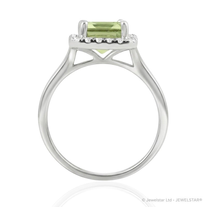 R-43582-PD-W  Diamond & Peridot Cluster Ring