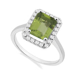 R-43582-PD-W  Diamond & Peridot Cluster Ring