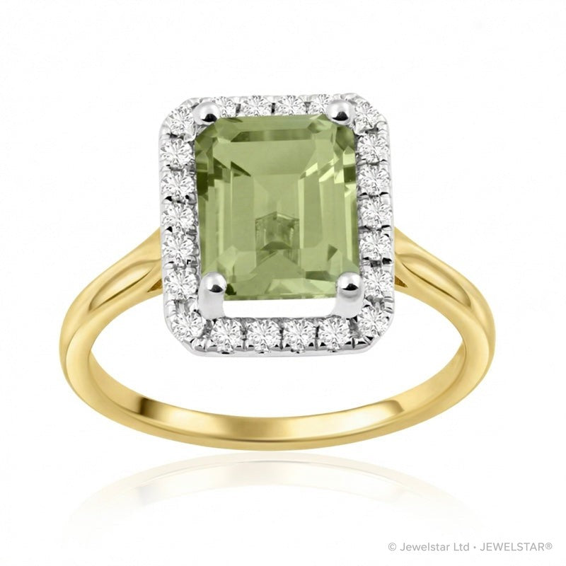 R-43582-PD-Y  Diamond & Peridot Cluster Ring