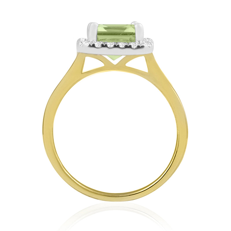 R-43582-PD-Y  Diamond & Peridot Cluster Ring