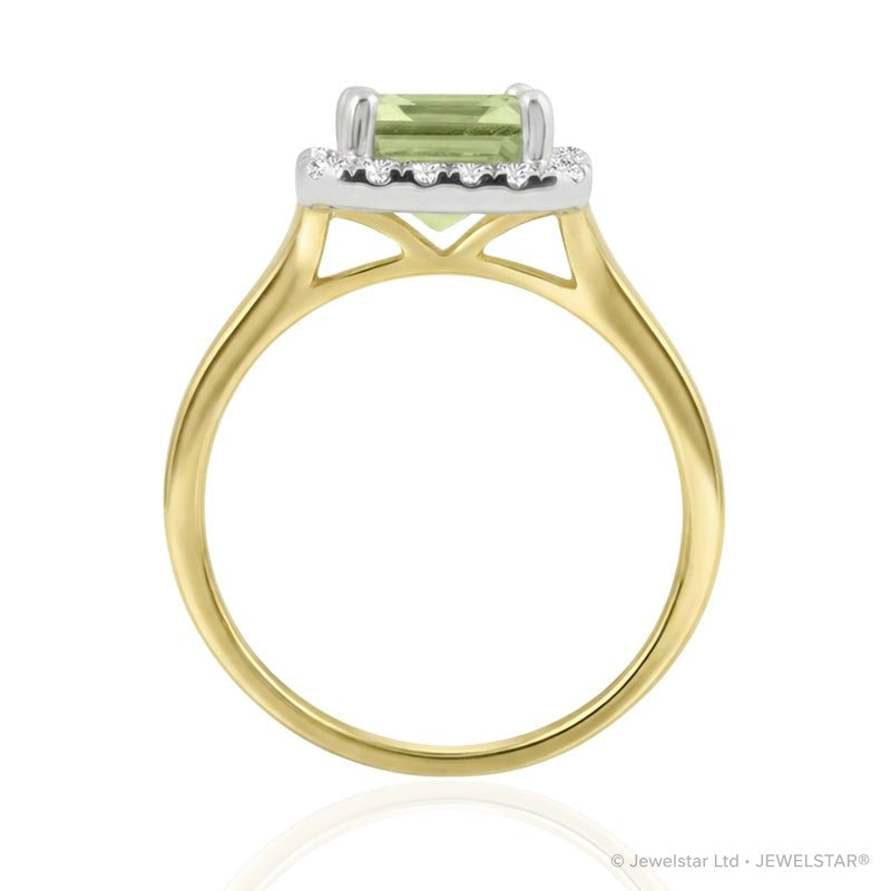 R-43582-PD-Y  Diamond & Peridot Cluster Ring