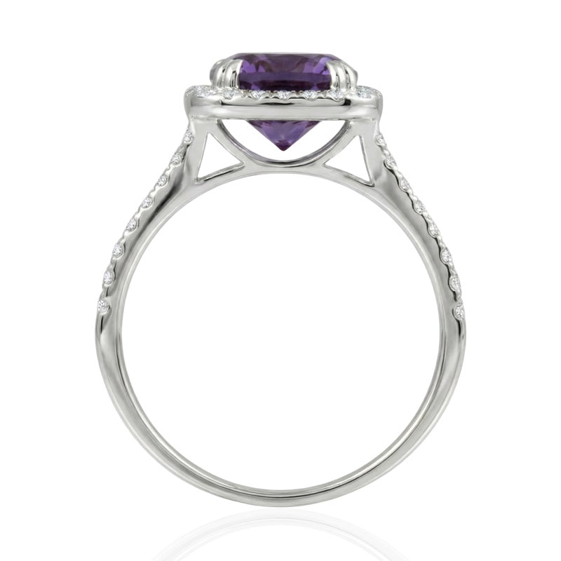 R-43586-AM-W  Diamond & Amethyst Cluster Ring