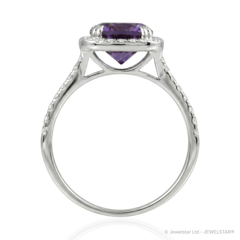 R-43586-AM-W  Diamond & Amethyst Cluster Ring