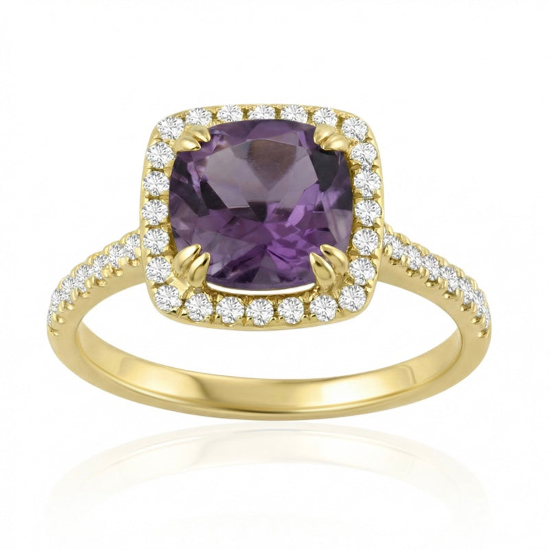 R-43586-AM-Y  Diamond & Amethyst Cluster Ring