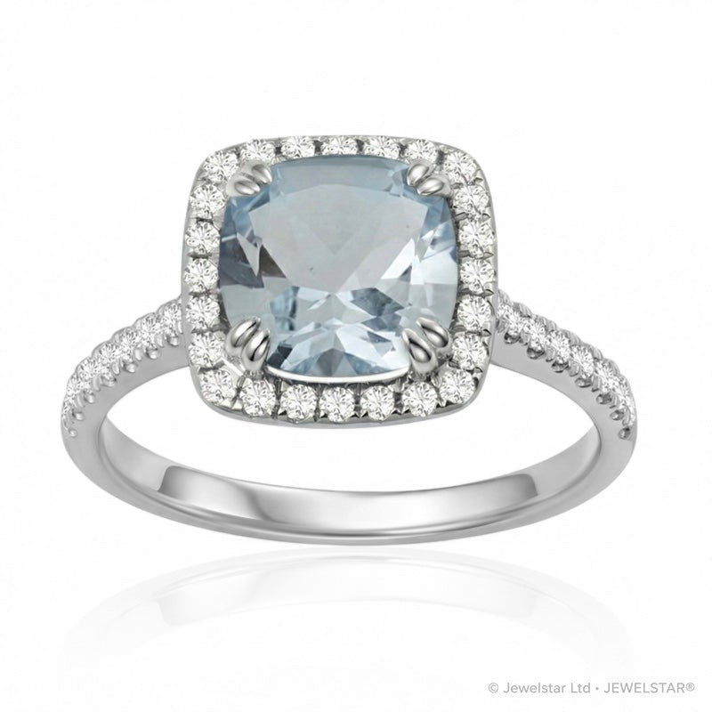 R-43586-BT-W  Diamond & Blue Topaz Cluster Ring