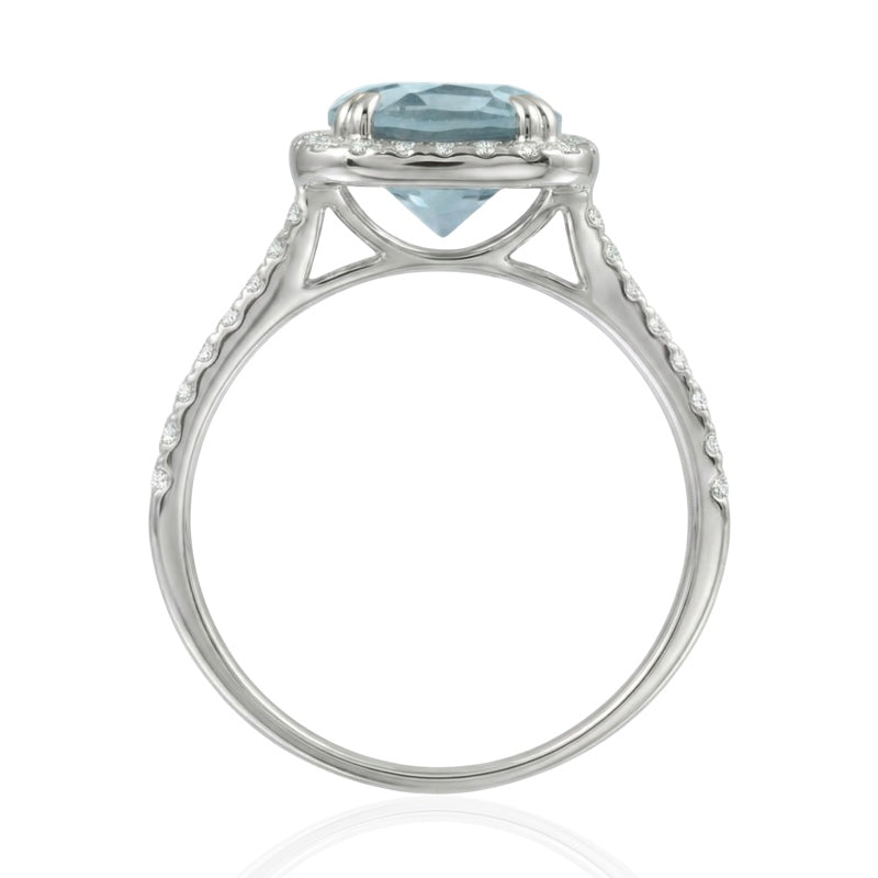 R-43586-BT-W  Diamond & Blue Topaz Cluster Ring