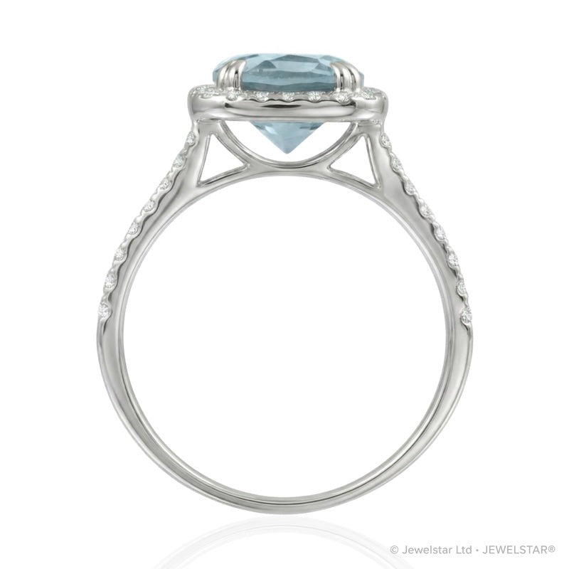 R-43586-BT-W  Diamond & Blue Topaz Cluster Ring