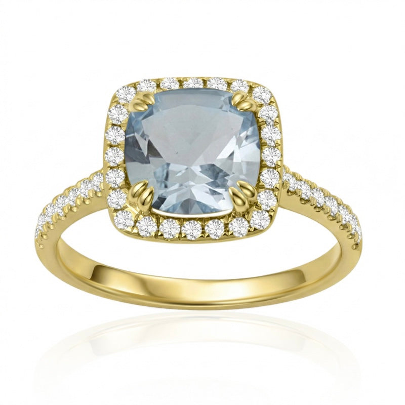 R-43586-BT-Y  Diamond & Blue Topaz Cluster Ring