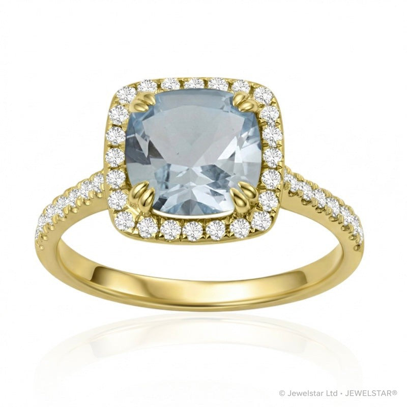 R-43586-BT-Y  Diamond & Blue Topaz Cluster Ring