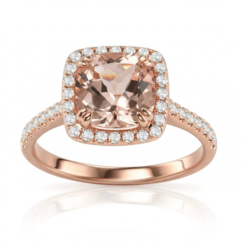R-43586-MG-R  Diamond & Morganite Cluster Ring