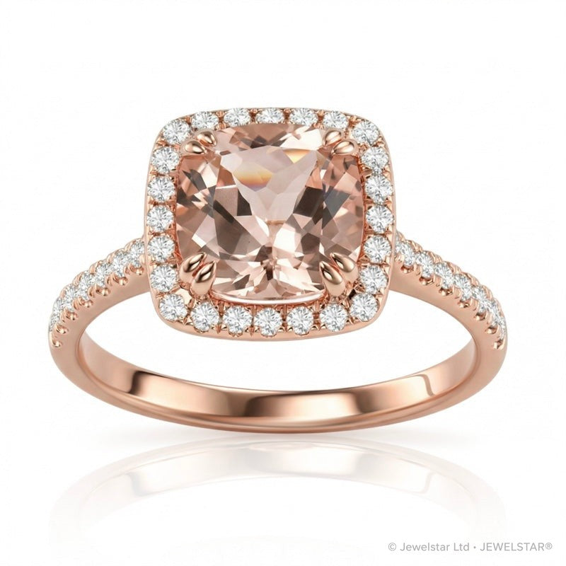 R-43586-MG-R  Diamond & Morganite Cluster Ring
