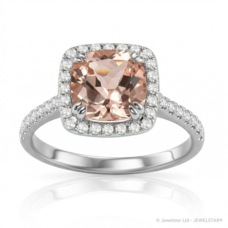 R-43586-MG-W  Diamond & Morganite Cluster Ring